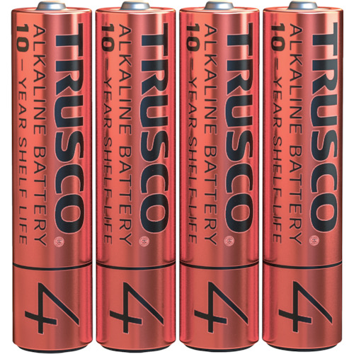 【TRUSCO】ＴＲＵＳＣＯ　アルカリ乾電池１０年　単４　（４本入）